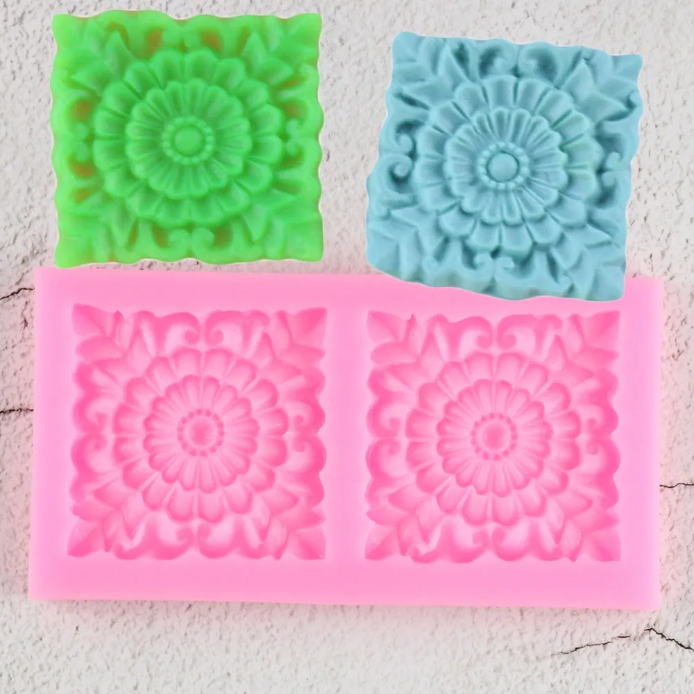

Lace Flowers Texture Silicone Square Mat DIY Cake Fondant Decorating Mould Bakeware Lace Mold Kitchen Baking Tools
