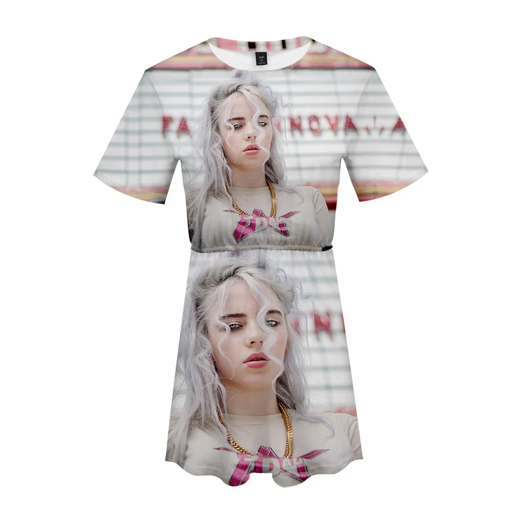 Ar Billie Eilish Idol 3D принт базовое классное модное уличное летнее платье повседневное