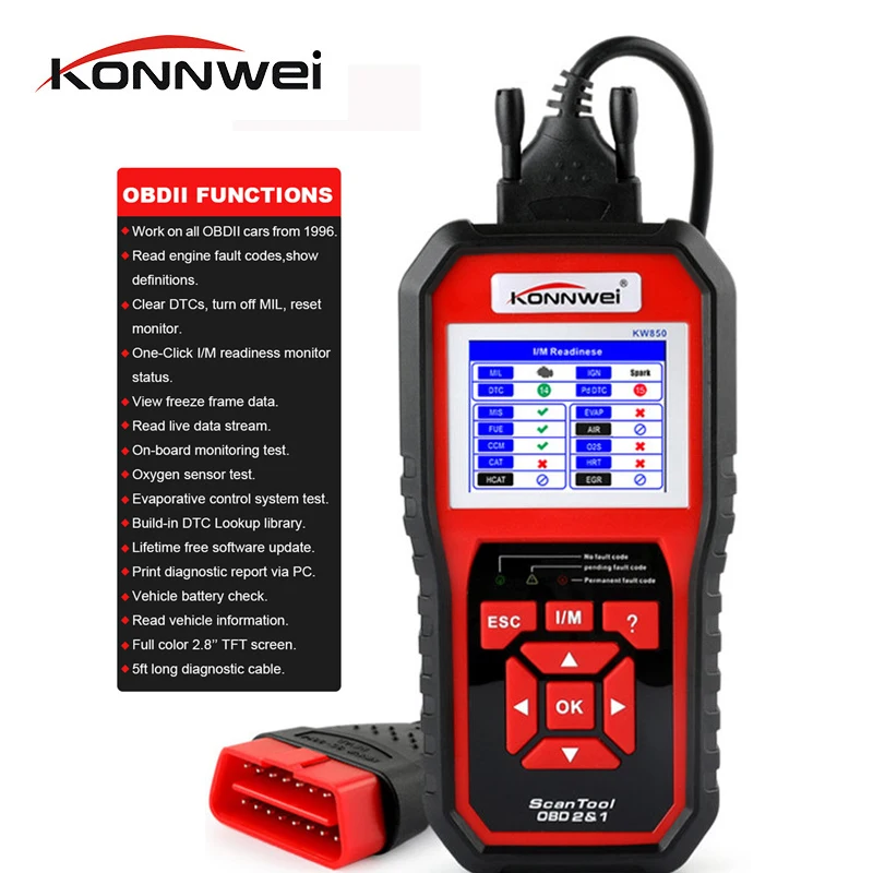 

OBD2 Auto Scanner KONNWEI KW850 Scanner Universal Code Reader Multi-language Diagnostic Tool OBD 2 Auto Scanner
