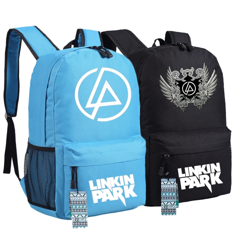 

High Quality 2017 New Rock Style Linkin Park Canvas Printing Unisex Women Printing Fashion Backpack School Bags for Teenagers