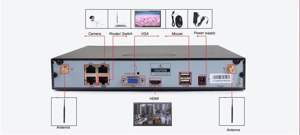 4CH 1080 P HD NVR беспроводной комплект с 1080 P p2p Wifi IP камеры системы видеонаблюдения 4ch 2MP Wi-Fi NVR камеры