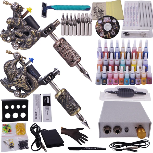 

tattoo set machines tattoo machine equipment china 2 top tattoo machine 28 color inks YLT-44