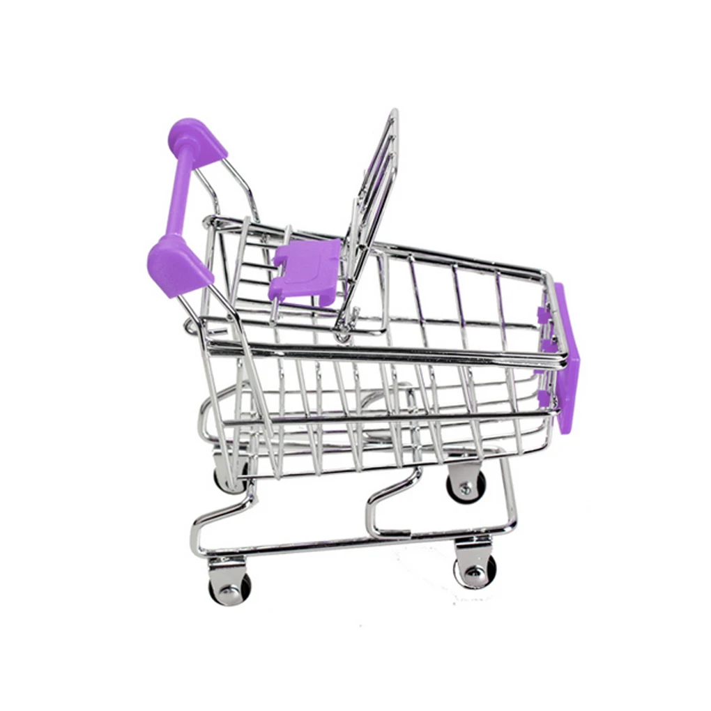 Ручная тележка для супермаркета, мини-Тележка для покупок, настольная декоративная игрушка для хранения, подарок, корзина для покупок, режим хранения, розовый, для детей - Цвет: 6