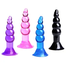 1PCS Anal Sex Toys Butt Plug 5 Beads Ass Massage Tools with Suction Cup for Man Woman