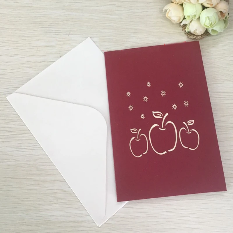 1pcs Peace Fruit Laser Cut 3D Handmade Pop Up Greeting Cards Postcard Kirigami Thanksgiving Day Christmas Birthday Gifts (5)