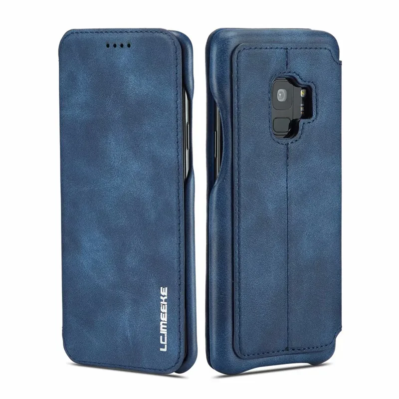 Для samsung S9 чехол флип-чехол для телефона Магнитный для samsung Galaxy S9 Plus кожаный Винтажный чехол-кошелек s On S9 чехол слот для карт - Цвет: Синий