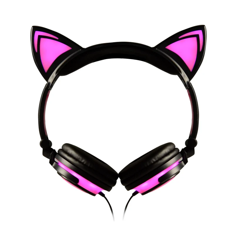 

LIMSON Kids Headphones Foldable Cat Ear Headset Flashing Growing Animal Ear Wired Headphone for PC Laptop R107BP