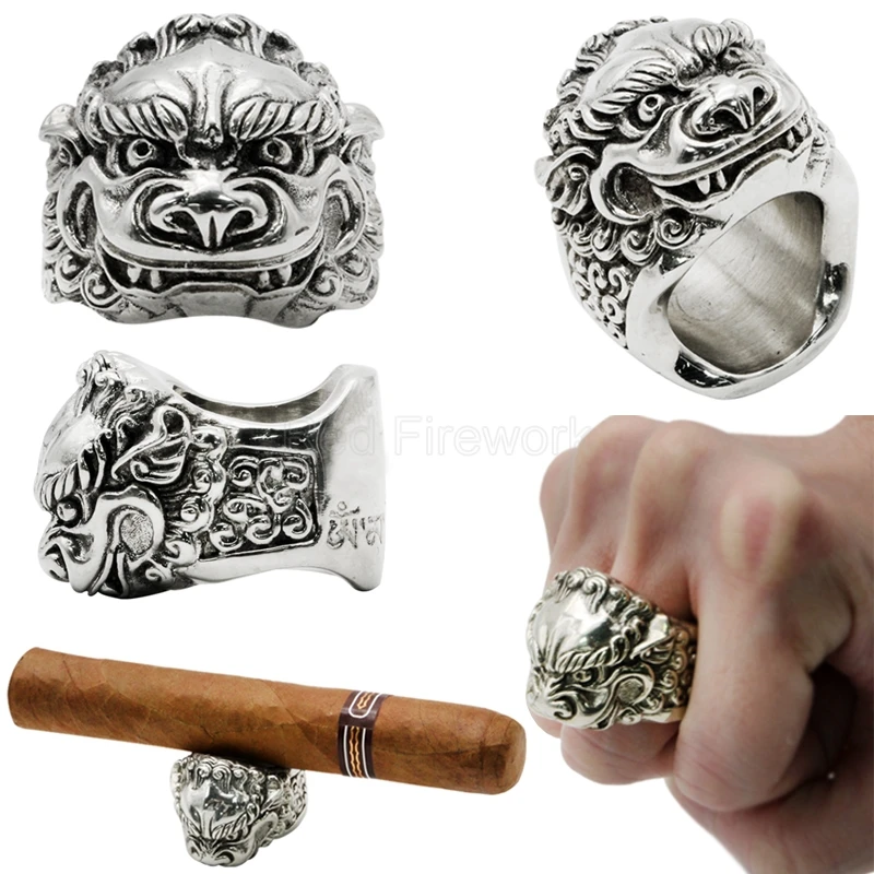 ラウンドシガーリングスターリング銅リング唐ライオンジュエリーシガーホルダー 1 シガー灰皿 Cohiba ビジネス Aliexpress Home Garden