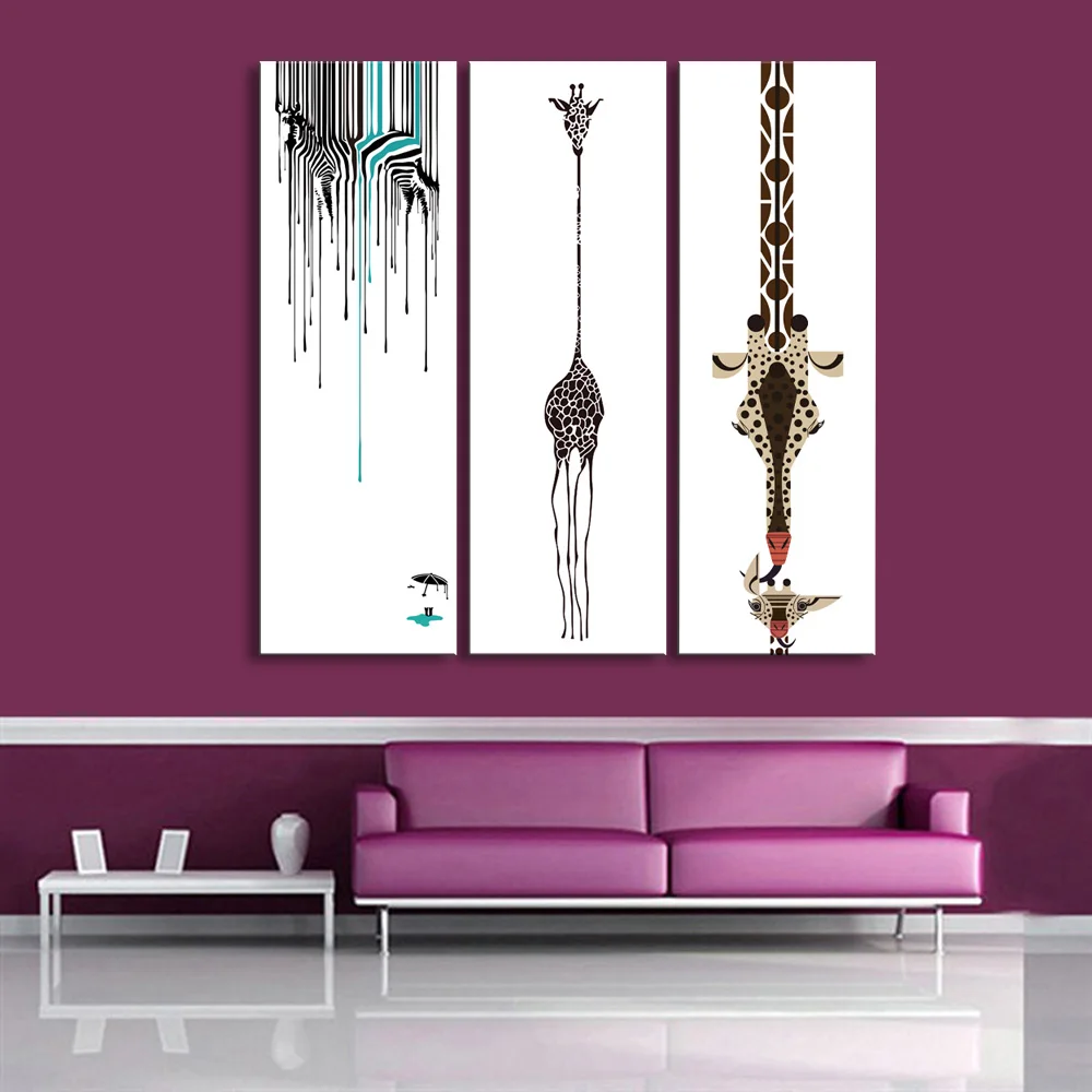 3 pieces high-definition print Giraffe and zebra painting canvas poster and wall art living room picture CJLBM-001 (6)