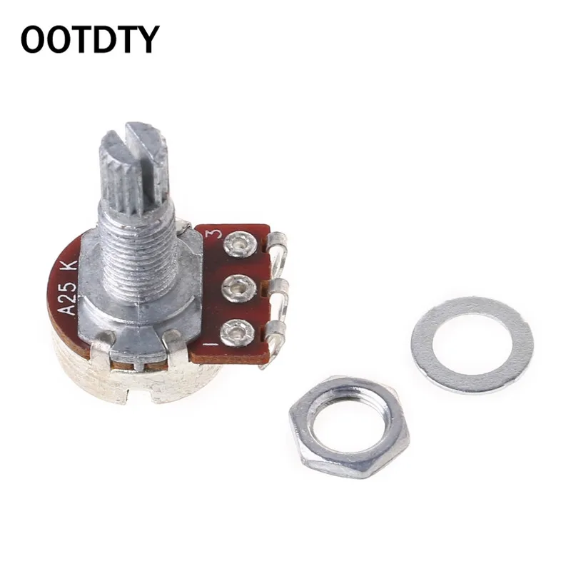 

OOTDTY A25K Potentiometer Splined Pot Electric Guitar Bass Effect Amp Tone Volume 18mm Shaft Parts