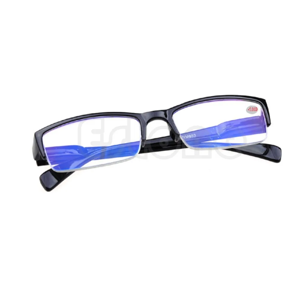 Новые унисекс женские и мужские прозрачные полуоправы очки при близорукости черная оправа-1-1,5-2-2,5-3-3,5-4
