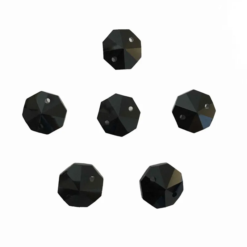 2000 шт./лот, черный бриллиант 14 мм кристалл Octagon Стекло бусины в 2 отверстия, Стекло бусинами