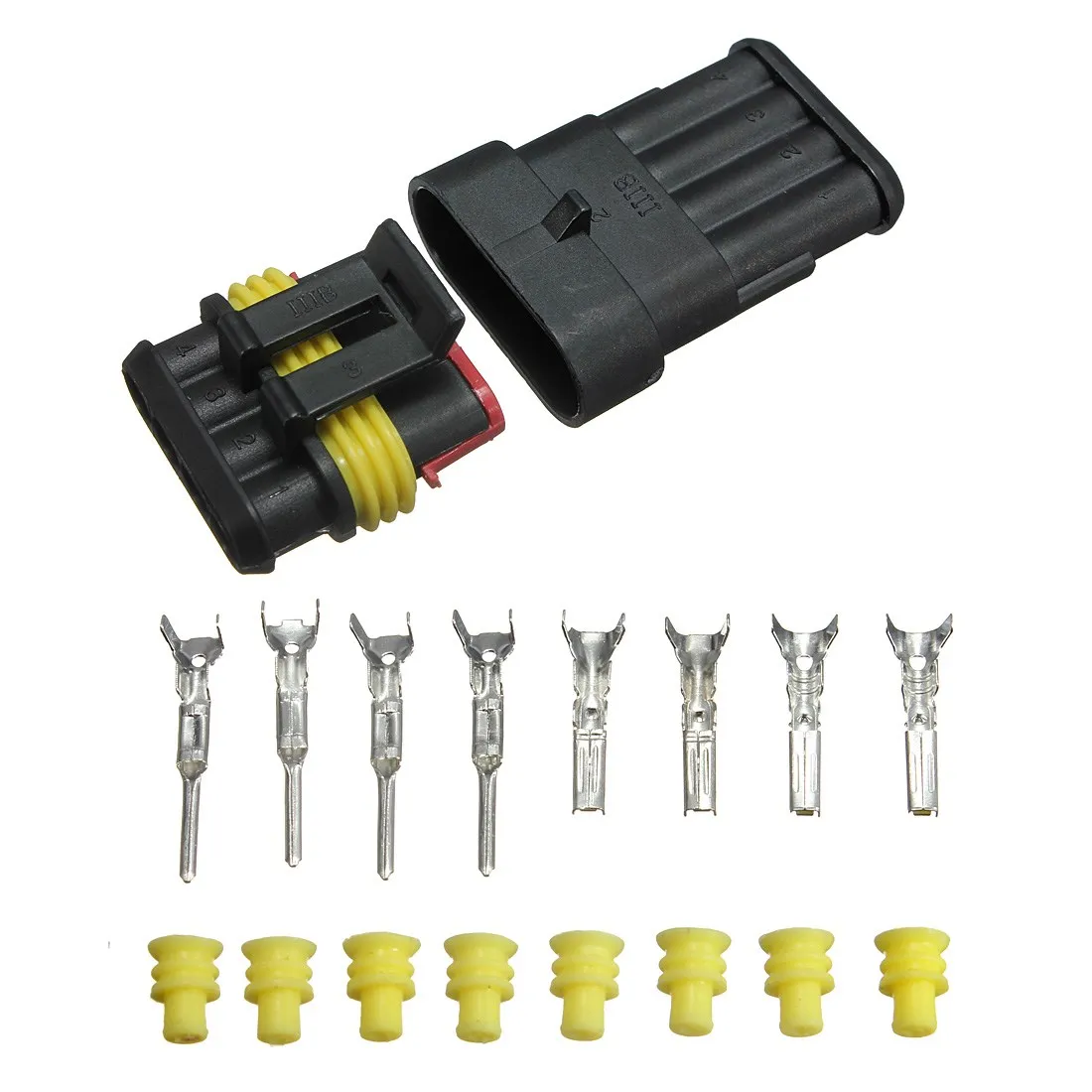 New Car 4 Pin Way Sealed Waterproof Electrical Wire Connector Plug Set Truck Caravanin Cables