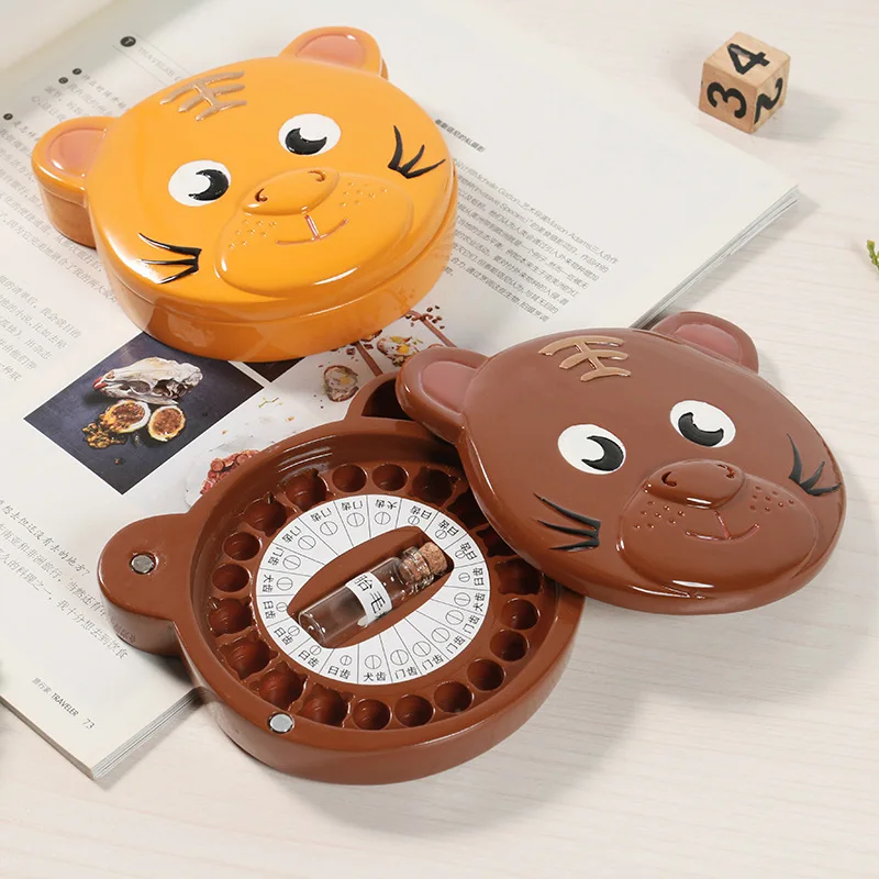 Мультяшная детская коробка с тигром для зубов новорожденных детей заколка волос