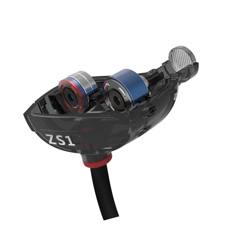 Плотным верхним ворсом KZ ZS1 наушник динамический In ear Hi Fi наушники шумоподавление