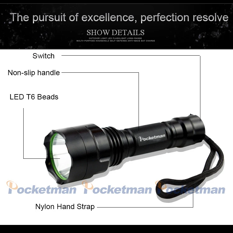 

1pcs 2600lm C8 XM-L2 LED Flashlight,torch,lantern,lanterna bike ,camping light, lamp,for bicycle free shipping