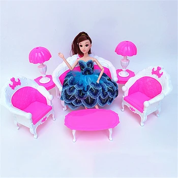 

Plastic Doll House Sofa Table Lamp Furniture Sets For Rocking Chair Sofa For Baviphat Accessories Baby Toys Furniture decoration