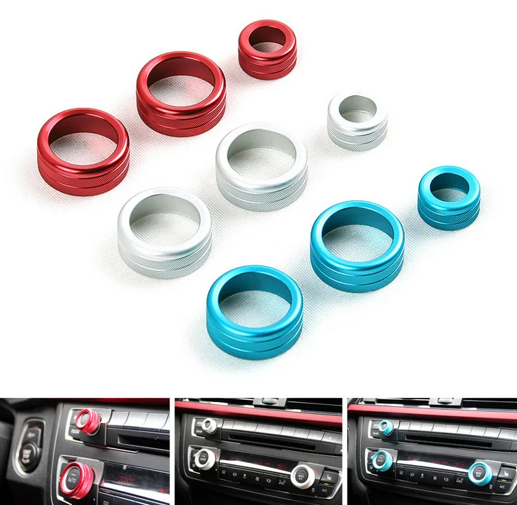 Silver AC Control Radio Volume Knob Ring Covers For BMW 1 2 3 3GT 4 Series Silver AC Control Radio Volume Knob Ring Covers For BMW 1 2 3 3GT 4 Series