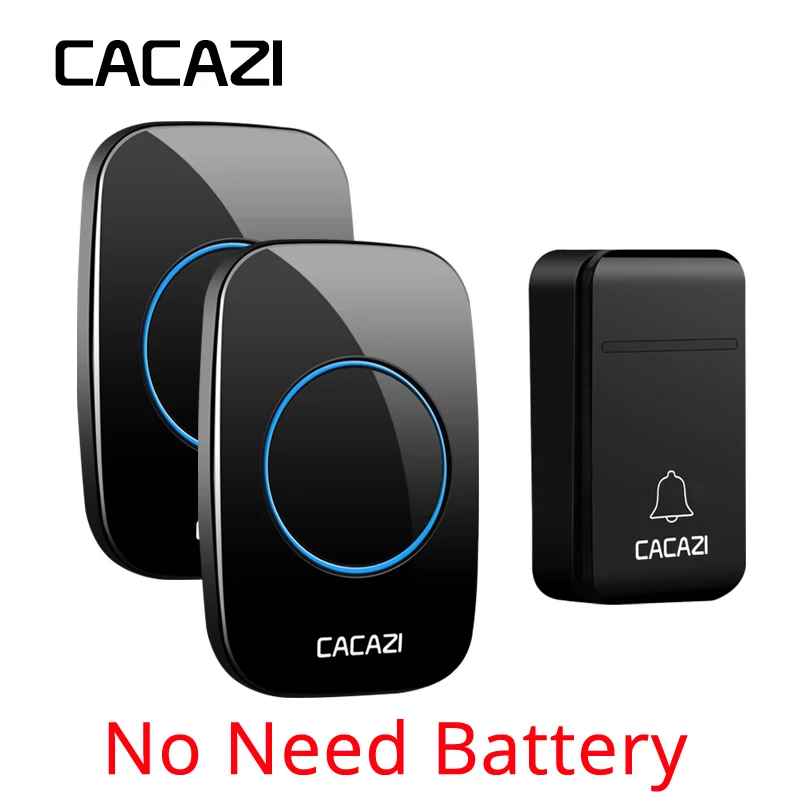 

CACAZI Wireless No battery Need Doorbells Cordless 200M Door Chime Bell Kit IP44 Waterproof with LED Indicator 38 Chimes Melodly