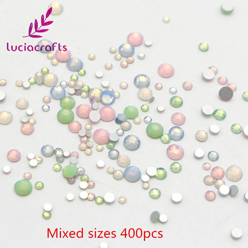 Lucia ремесла смешанный опал Размер Цвет ss3/sss6/ss8/ss10/ss12/Плоская задняя сторона стекло кристалл клей на не горячей фиксации Стразы G0106 - Цвет: Mixed sizes 400pcs