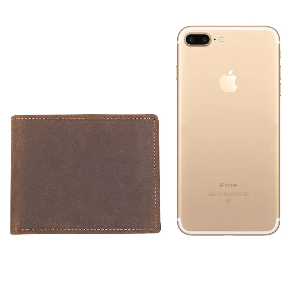 

J.M.D Imported Crazy Horse Leather ID Card Holder Case Purse Fashion Casual Card Holder Wallet High Quality Short Wallet R-8166R