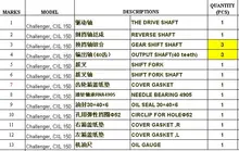 REVERSE SHAFT /OUTPUT SHAFT/GEAR SHIFT SHAFT/SHIFT FORK/COVER GASKET/NEEDLE BEARING 4905/CIRCLIP FOR HOLE 52/OIL GAUGE