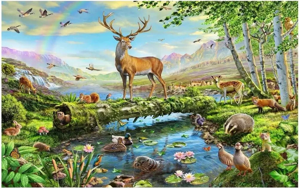 Пользовательские фотообои 3d обои для комнаты зеленые загородные холмы олень