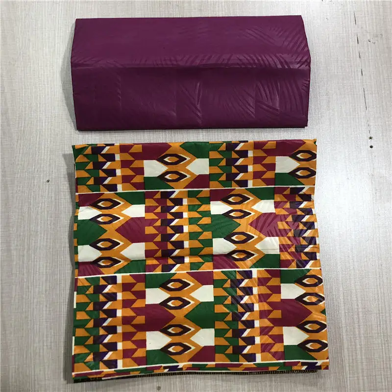 Yellow african kente prints wax fabric polyester sewing fabric wax style design african prints polyester 4 yards AW30