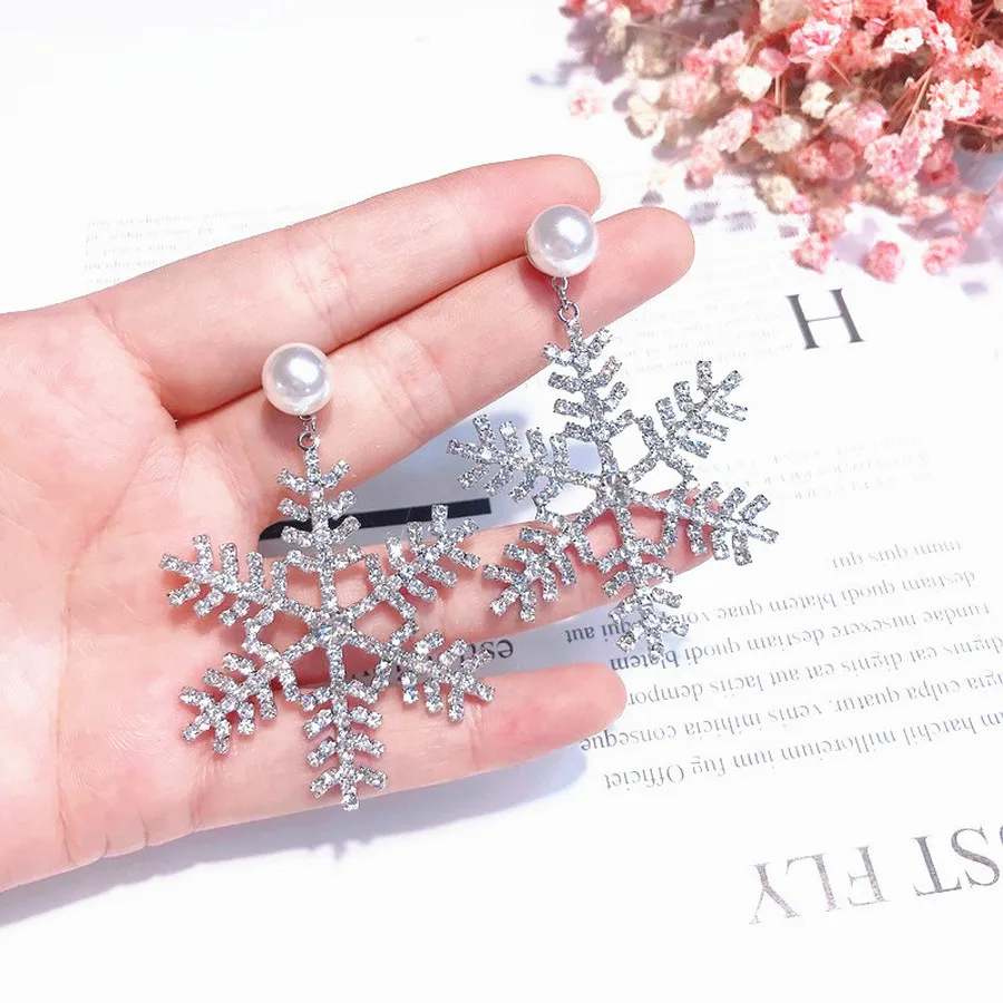 

Korean temperament drop earrings jewelry Pearl Snowflake Earrings Women Fashion Jewelry Accessories