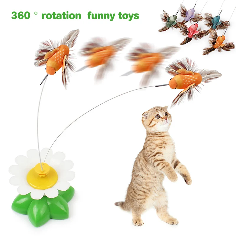 

IDEPET Pet Cat Toy Electric Rotating Colorful Toy For Cats Butterfly/Bird Scratch Cat Toys Pet Cars Product Random Color 20 P1
