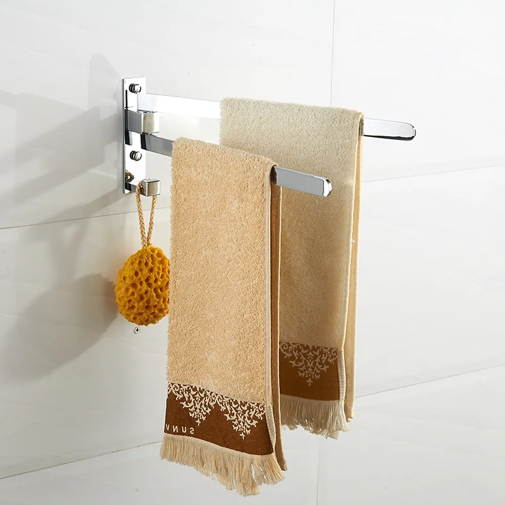 

Copper chrome activity towel bar double rod with hook bathroom towel rack silver hardware pendant wx7271042