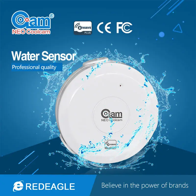 

Smart Z-wave Water Flood Detection Sensor Compatible System with Z-wave 300 series and 500 series Home Automation System