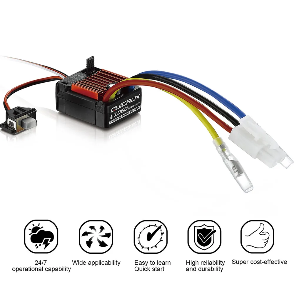 

HobbyWing QuicRun 1/10 Waterproof Brushed 60A Electronic Speed Controller ESC #1060 Water-Proof and Dust-Proof 6.14