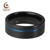 Anillo de carburo de tungsteno para hombre y mujer, color negro y azul, de 8MM, con ranura y acabado cepillado, ajuste cómodo ► Foto 2/2