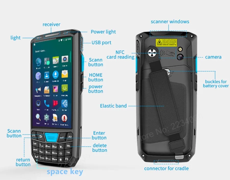 Código de Barras Teclado de Tela Terminal de Dados Android Scanner 2d qr Código Honeywell Newland Ip66 Wifi 4g 4.5 Terminal Nfc 8.1 Pda 1d 8 1d 2d qr código honeywell newland scanner