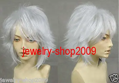 HOT sell Free Shipping &gt&gt&gt New Cosplay Short silver white Wig |