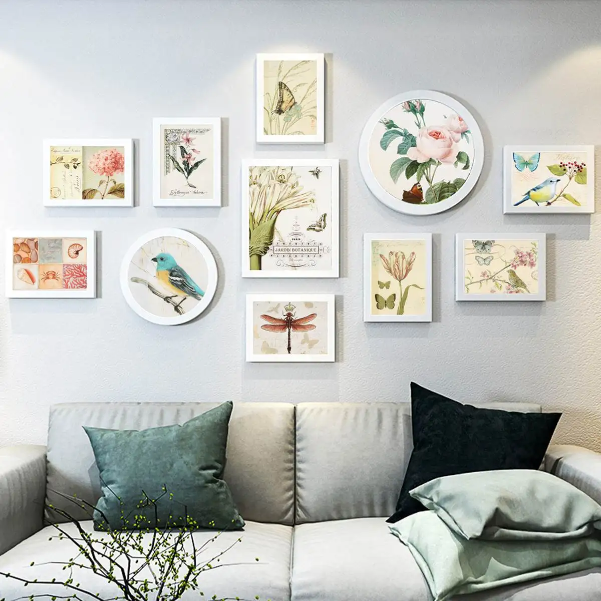 

23Pcs/Set Flowers Bird White Picture Photo Frame Wall Frames Set Family Picture Display Wall Hanging Art Home Hallway Decor