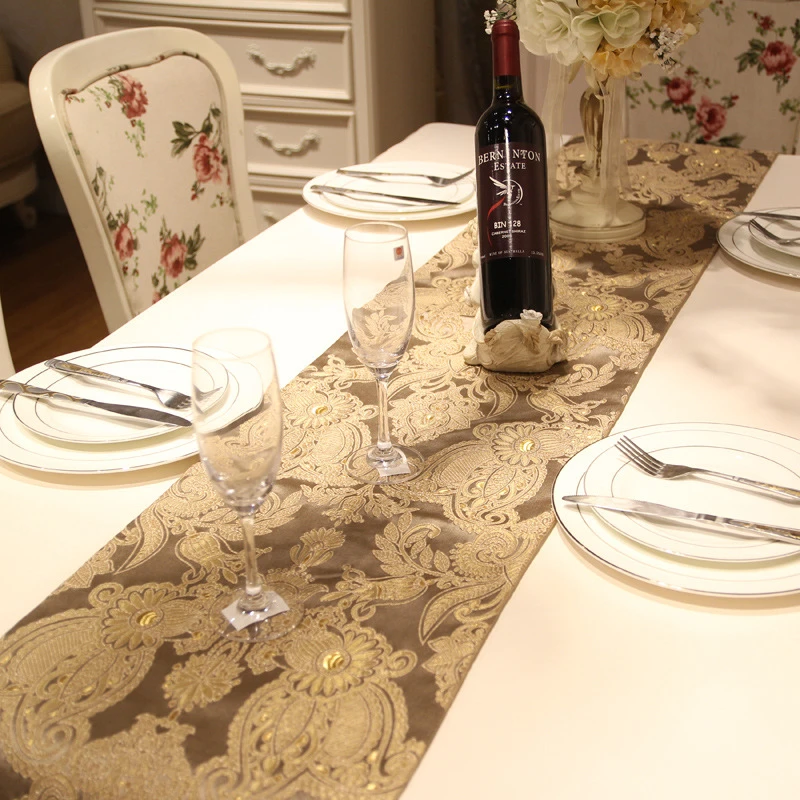 3 Colors European Concise Table Runners For Wedding Luxurious Embroidered Cotton Linen Table Runner Cabinet Cover Home Decor    