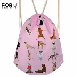 FORUDESIGNS/Спортивная Йога для женщин Drawstring сумка для фитнес милые животные собака печать обувь девочек Женский маленький Cinch рюкзак Stoage сумк