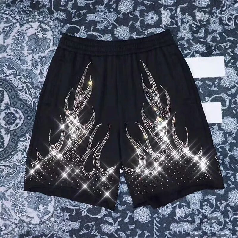 

2019 Palm Angels Shorts Men Women Glisten Hip Hop Diamond Palm Angels Shorts Elastic Palm Angels Short