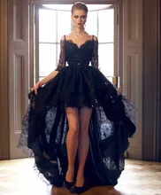 Sexy Off the Shoulder Half Sleeves High Low Lace Prom Dresses 2017 Navy Blue Backless Lace Wedding Party Dress Vestido De Festa