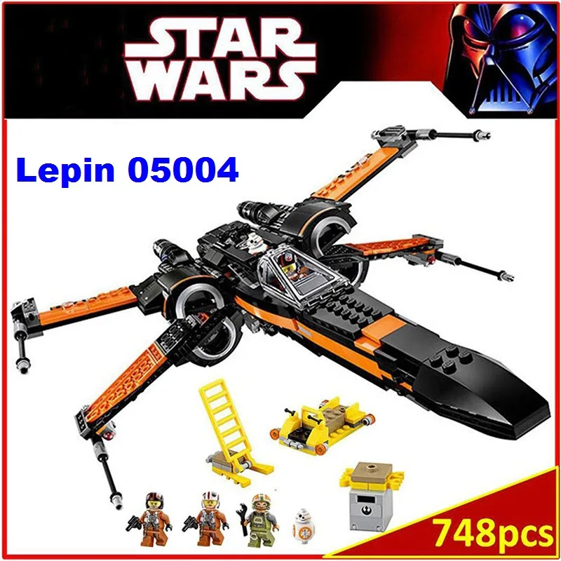 

Lepin 05004 Building Blocks Compatible Legoe Minifigures Star Wars Poe's X Wing Fighter 75102 Model Bricks Toys Children Gift