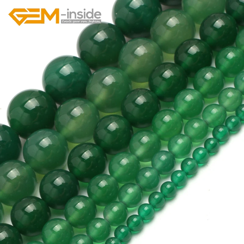 Round Green Agates Beads 4mm 6mm 8mm 10mm 12mm 14mm Natural Stone