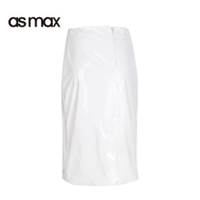 asmax 2017 Solid White Women Skirt High-Waist PU Female Pencil Skirts Zipper Elegant OL Lady Fashion Bodycon Bleistiftrock