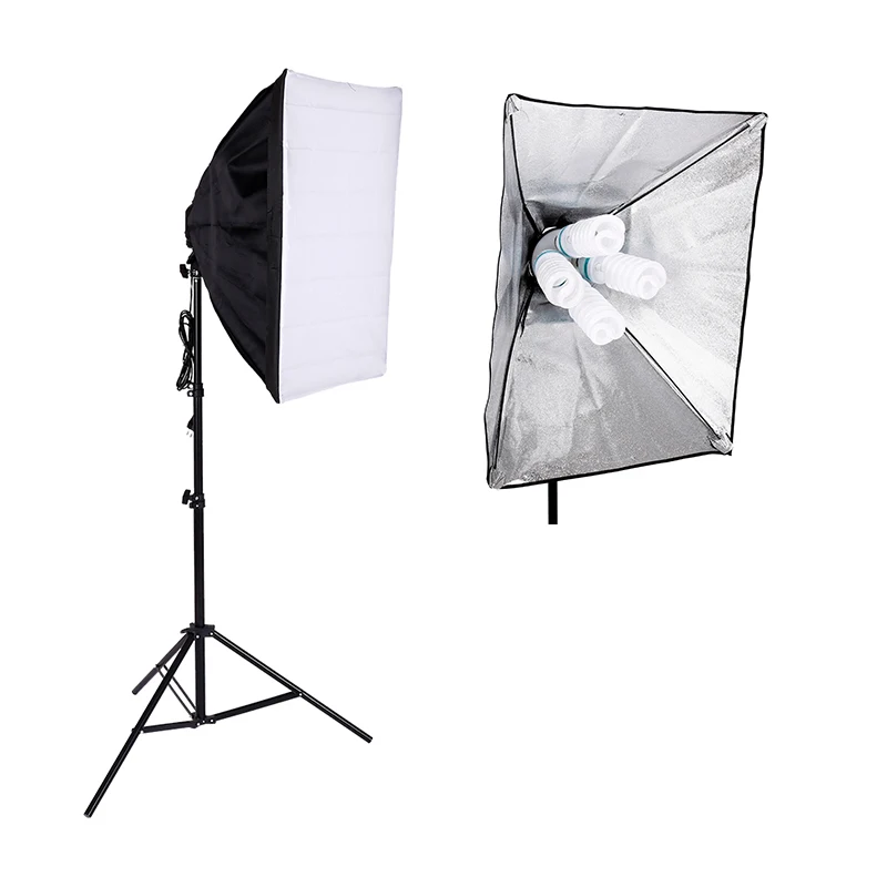

Photo Studio Kit Photography Lighting 4 Socket Lamp Holder + 50*70CM Softbox +2m Light Stand With 4 pieces 135w Bulbs