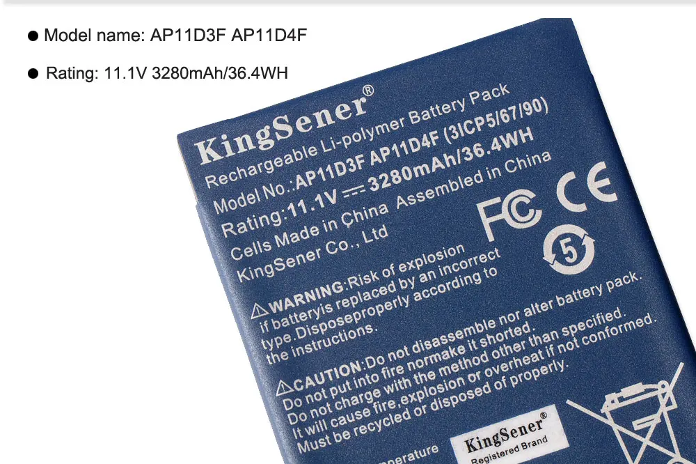 Новый аккумулятор KingSener для ноутбука AP11D3F AP11D4F Acer Aspire S3 951 MS2346 3ICP5/65/88 3ICP5/67/90 11 1 В 3280