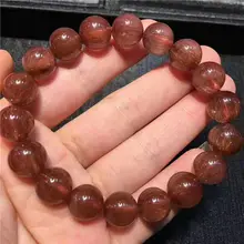 Натуральный красный титановый рутилированный кварт бусины питания браслет AAA 11,5 мм