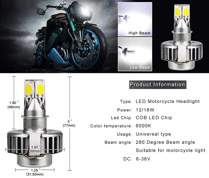 Ba20d H6 H4 светодиодные лампы фар мотоцикла Hi Lo 12 В мотоцикл светодиодные лампочки Farol де мото двигателя головы свет лампы для Кафе Racer