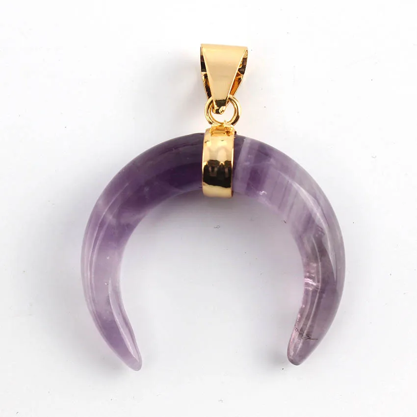 Natural Gnergy Gemstone~ Light Yellow Gold Color Labradorite Rose Pink Quartz Purple Amethysts Pendant Crescent Moon Lapis Lazuli Jewelry 3 AA00201027201a