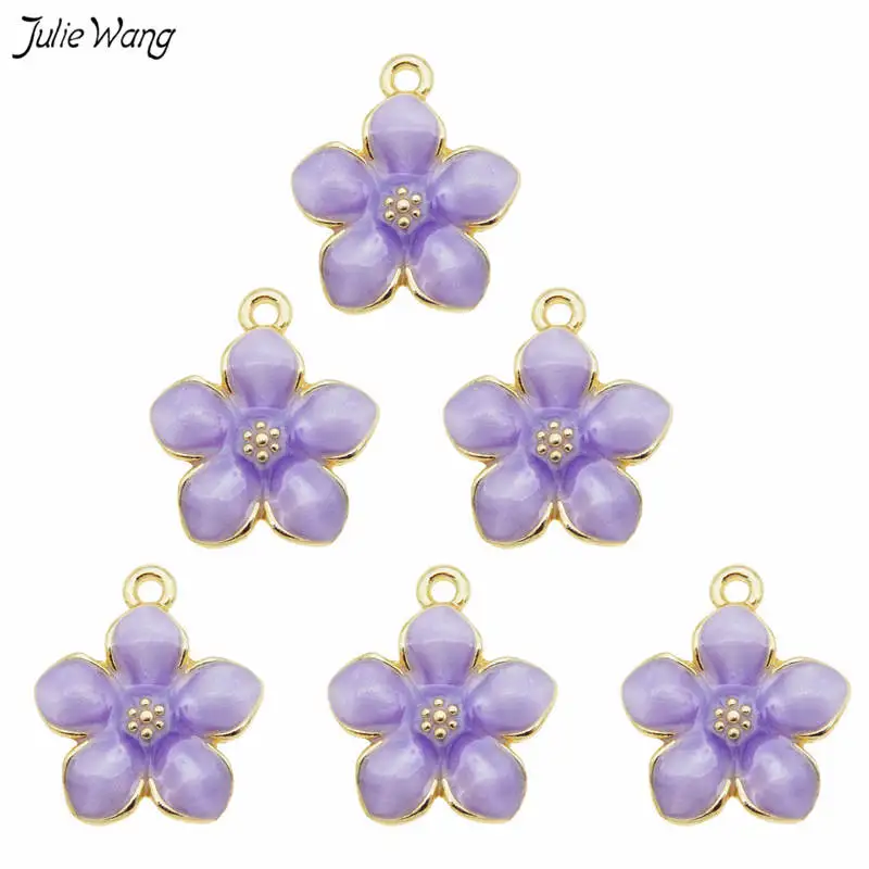 20PCS Mixed Assorted Enamel Alloy Daisy Flower Charms Pendant DIY Accessories